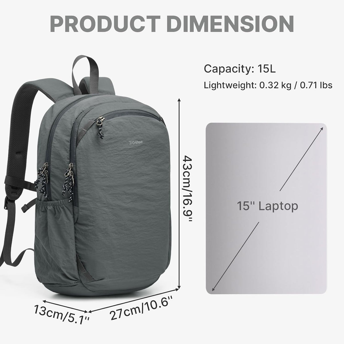 G4Free 15L Hiking Backpack Lightweight Small Daypack for Women Men