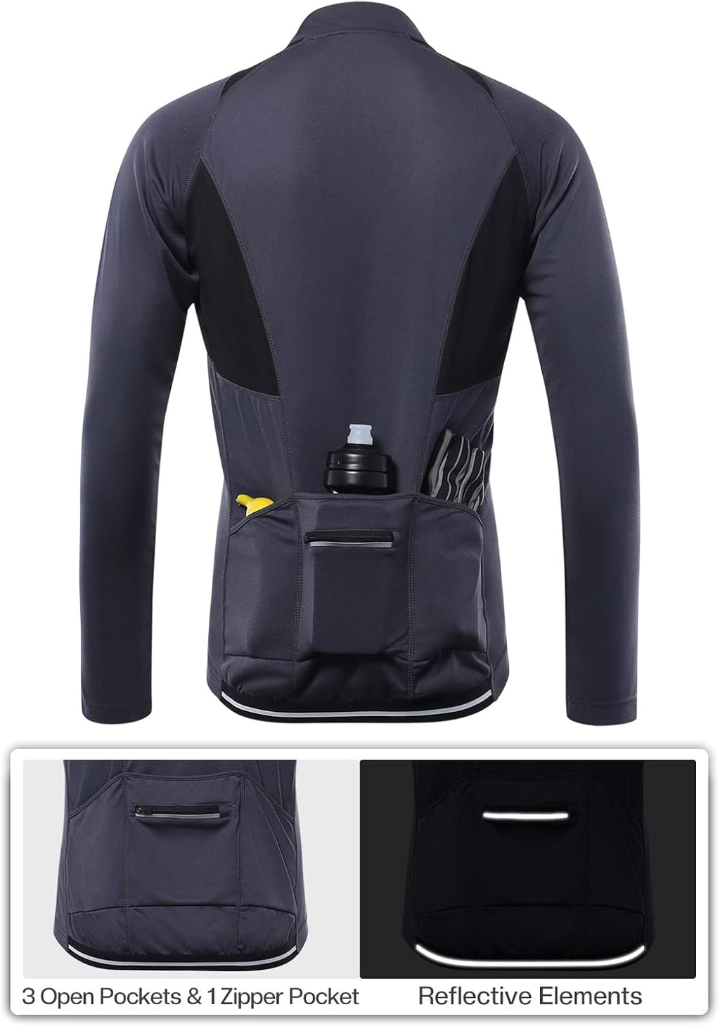 ARSUXEO Men's Half Zipper Cycling Jerseys Long Sleeves Mountain Bike Shirts 6031