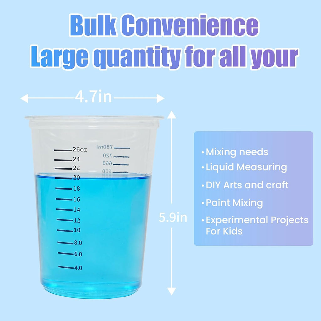 42pcs Resin Mixing Cups, Disposable Measuring Cups, 32oz Graduated Clear Plastic Measuring Cups for Epoxy Resin, Mixing Paint, Pigments
