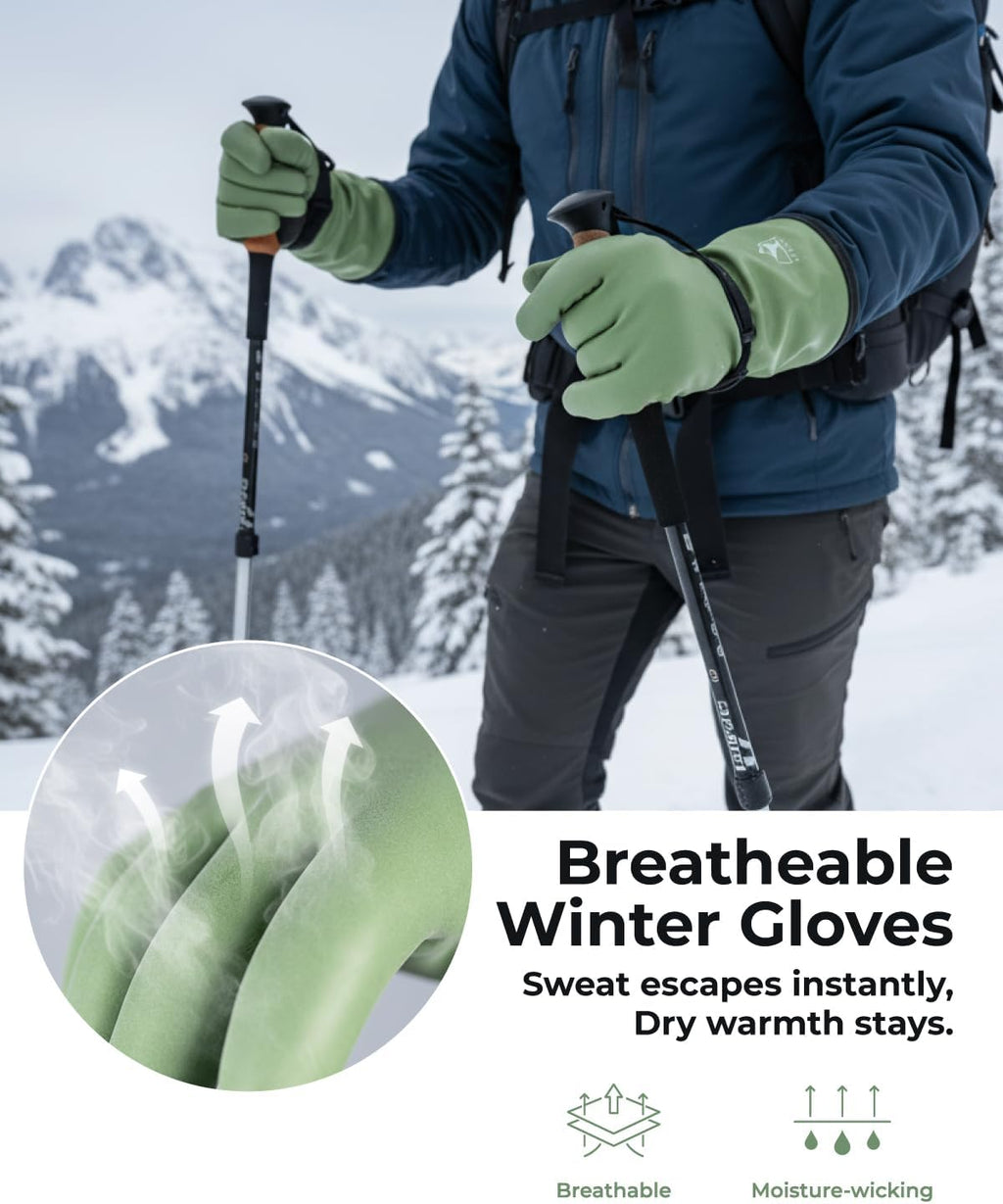 toolant 100% Waterproof Winter Work Gloves with Grip, Fleece Lined