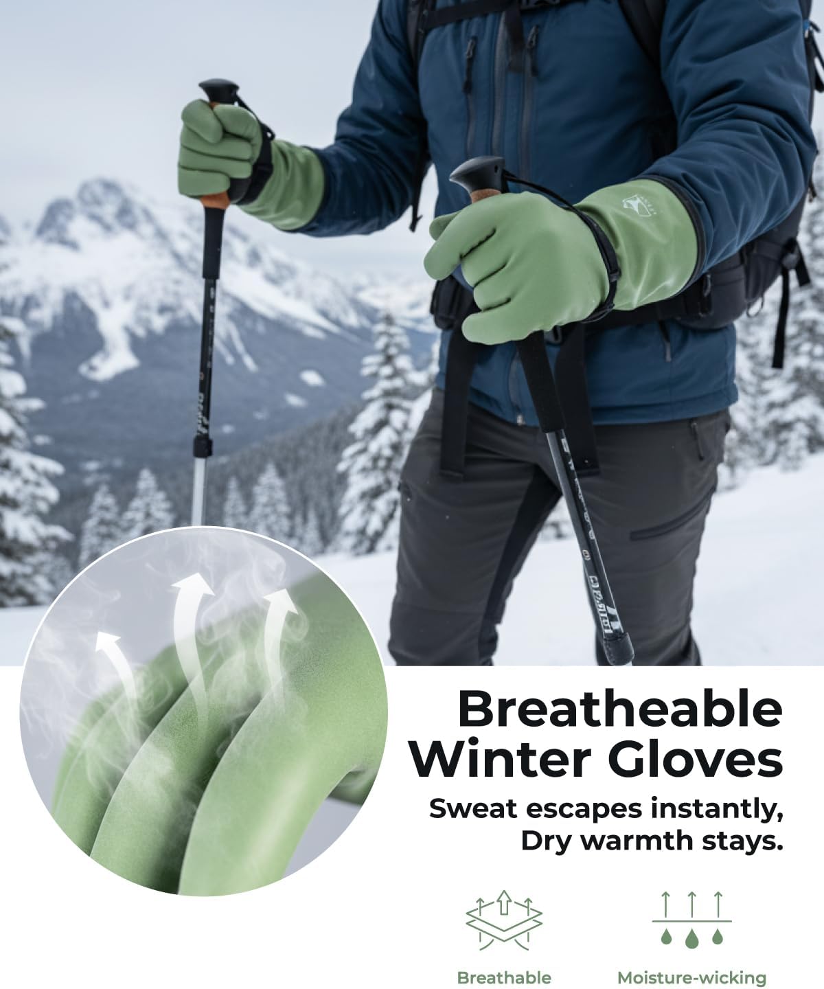 toolant 100% Waterproof Winter Work Gloves with Grip, Fleece Lined