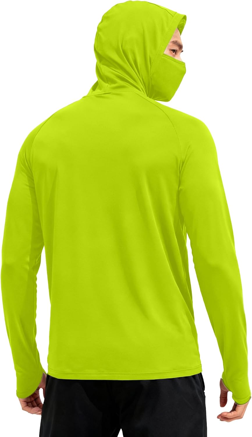 HovSiyla Mens Fishing Hoodie UV Sun Protection Shirts UPF Rash Guard Long Sleeve Shirts Hiking Performance Mesh Face Mask Top