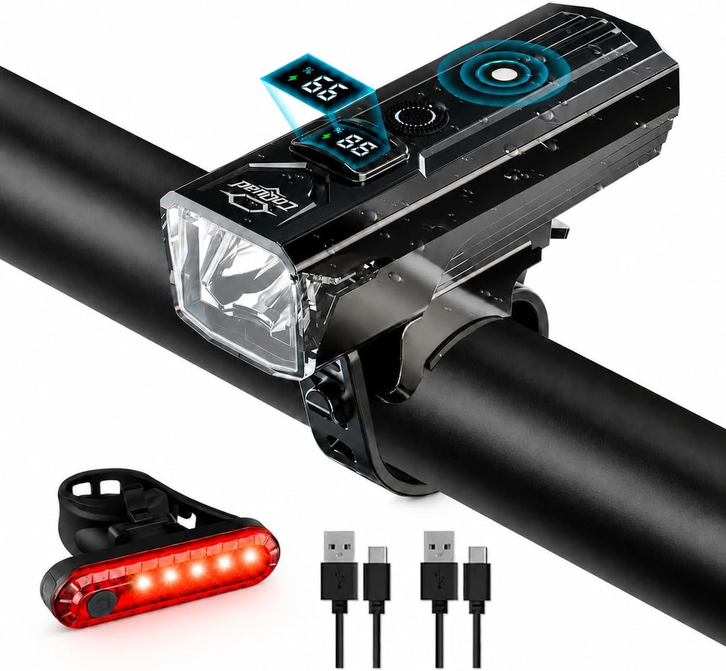 Front & Rear Bike Light Kit, IPX6 Waterproof Rechargeable Bicycle Light