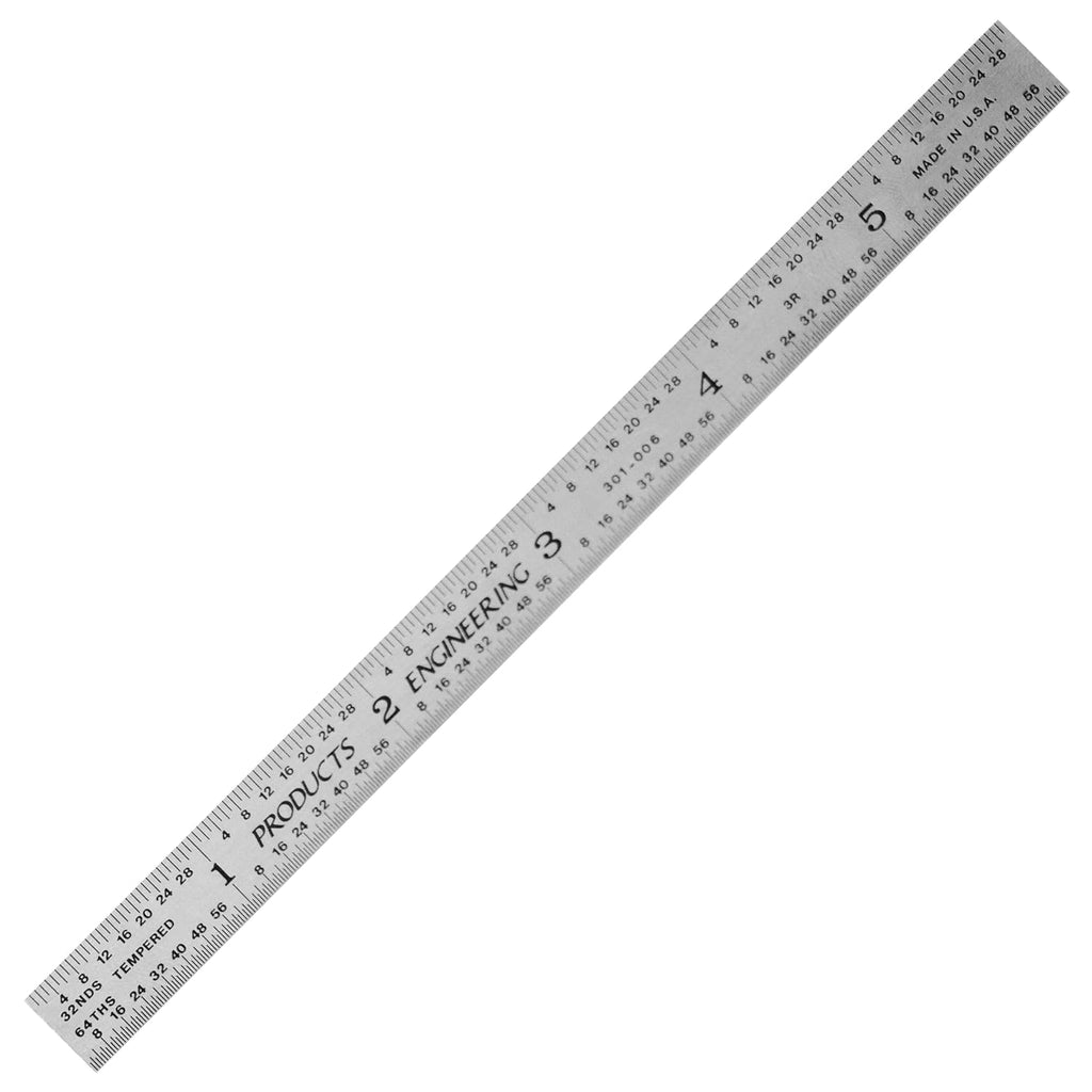 PEC Tools Made in USA 6" Metal Ruler, Rigid, 3 Pack