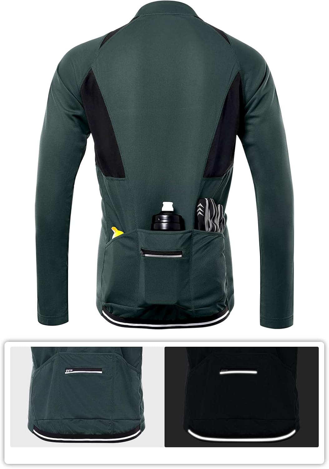 ARSUXEO Men's Half Zipper Cycling Jerseys Long Sleeves Mountain Bike Shirts 6031