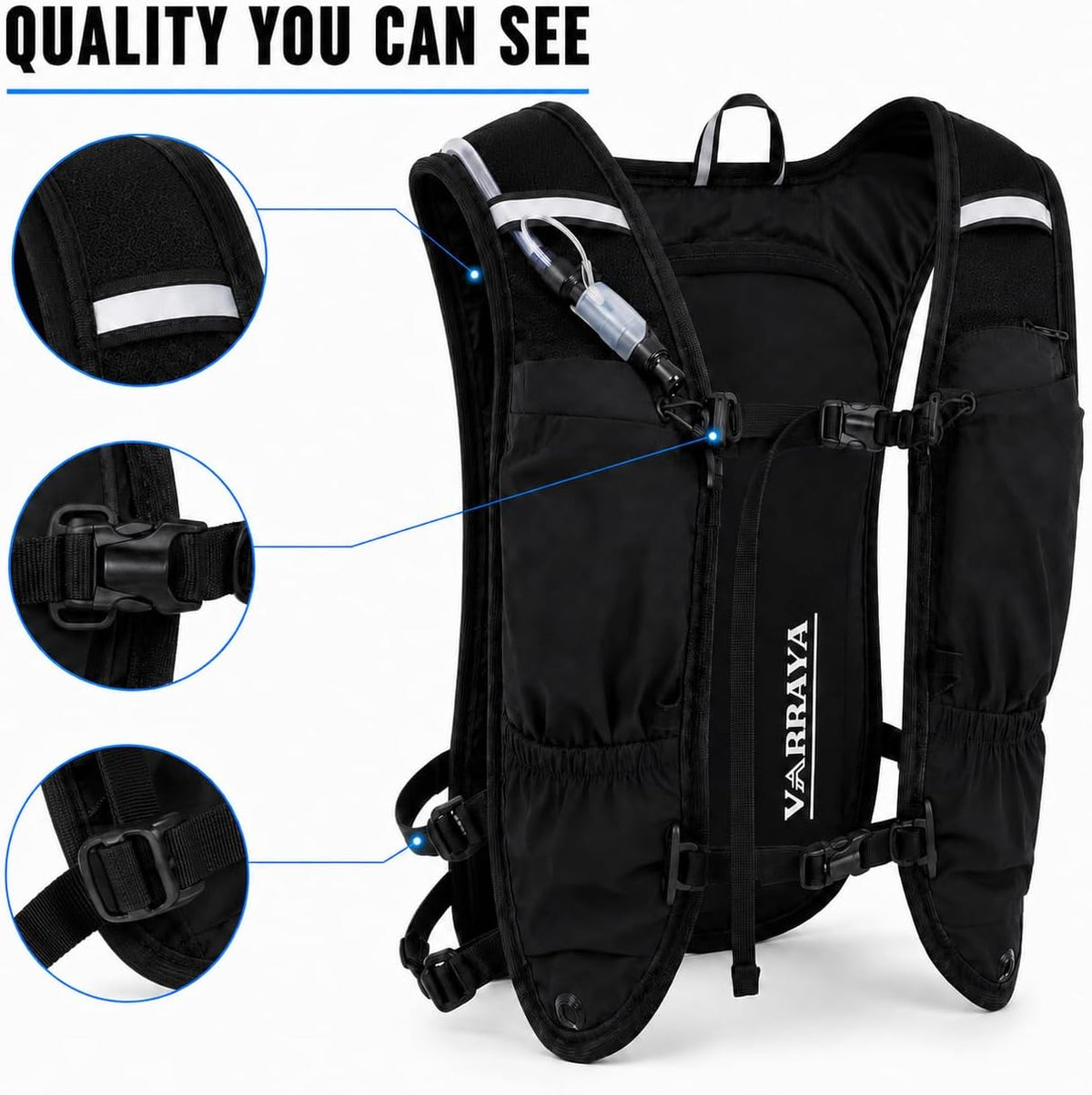 Hydration Running Backpack Vest with 1.5L Water Bladder & 2 Soft Flasks
