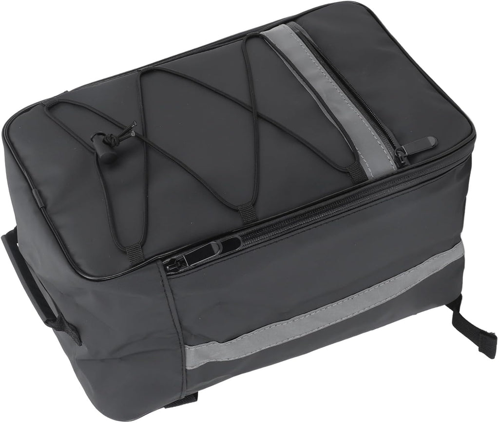Drfeify Cycling Trunk Carrier Rear Bike Rack Bag 15L Capacity Saddle Bag Black PU Leather