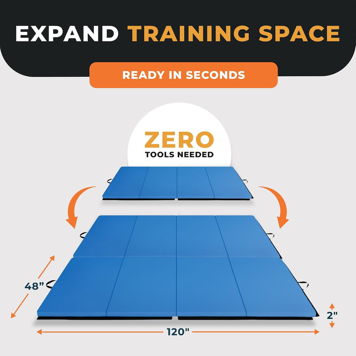 BalanceFrom 10x4 Feet 4-Panel Folding Gymnastics Mat – 2-Inch Thick Pad with Vinyl Surface and Carrying Handles for Tumbling, Yoga, Pilates, Home Workouts, and Martial Arts