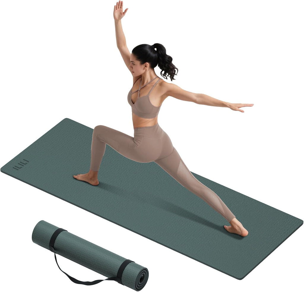 ILILI 10mm Extra Thick, TPE Yoga Mat, 76×28 Inch Extra Long, Carrying Strap
