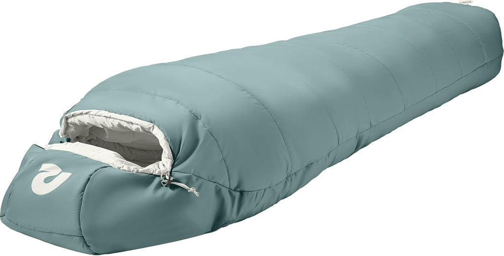 Retrospec Dream Mummy Sleeping Bag - 5, 15, & 30°F Cold Weather Camping & Travel Essential Gear with Water - Resistant Shell & Synthetic Fill - Zippered Pocket & Stuff Sack