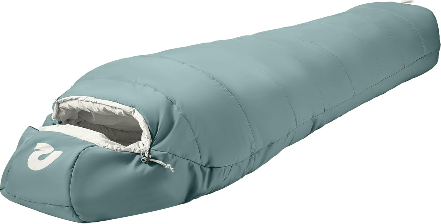 Retrospec Dream Mummy Sleeping Bag - 5, 15, & 30°F Cold Weather Camping & Travel Essential Gear with Water - Resistant Shell & Synthetic Fill - Zippered Pocket & Stuff Sack