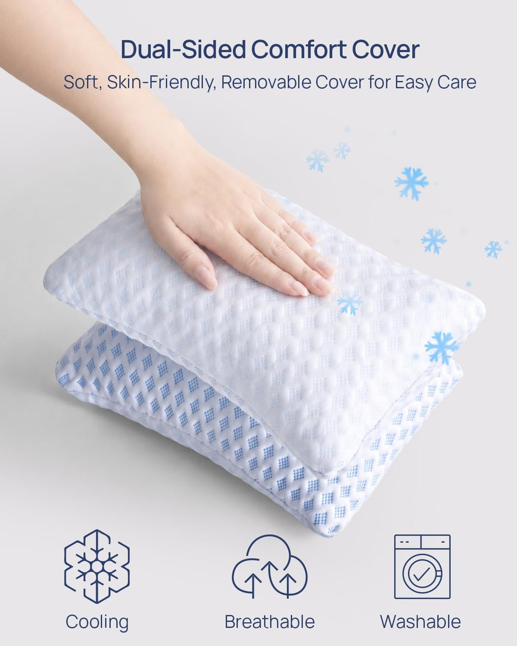 Small Cooling Memory Foam Pillows for Travel 2 Pack 11 X 7 Inches, 2-Sided