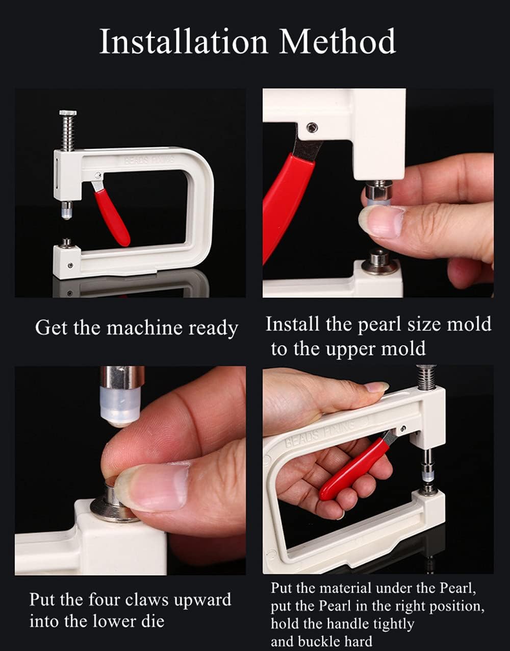 Manual Nailed Bead Machine Pearl Beads Rivet Setter DIY Handmade Pearl Setting Machine Tools Beading Attach Tool Portable (White)