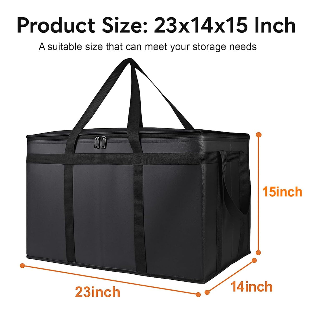 Bodaon 3 Pack Insulated Food Delivery Bags, XXXL Catering Cooler Bag Black