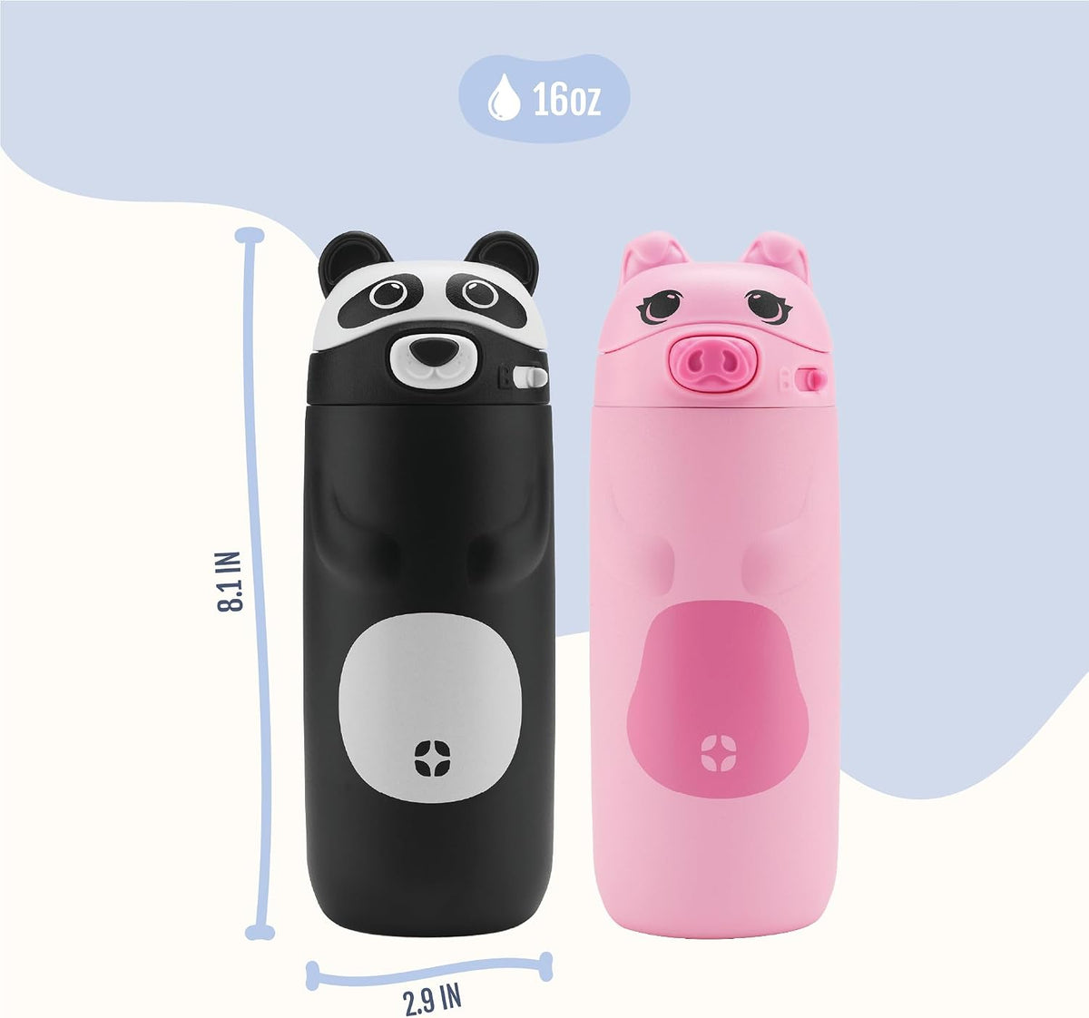 Ello Ellies 12oz Stainless Steel Leakproof Kids Water Bottle, Panda