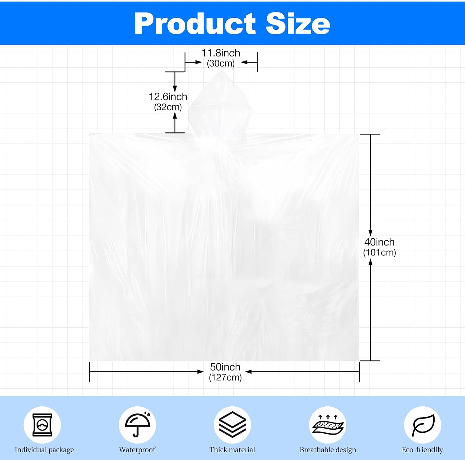 108 Pack Disposable Rain Ponchos for Adults Plastic Ponchos with Hood Raincoat Bulk for Men Women Camping Outdoor