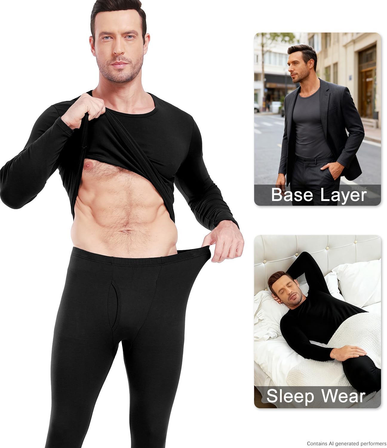wirarpa Men's Cotton Long Johns Thermal Underwear Set Top and Bottom