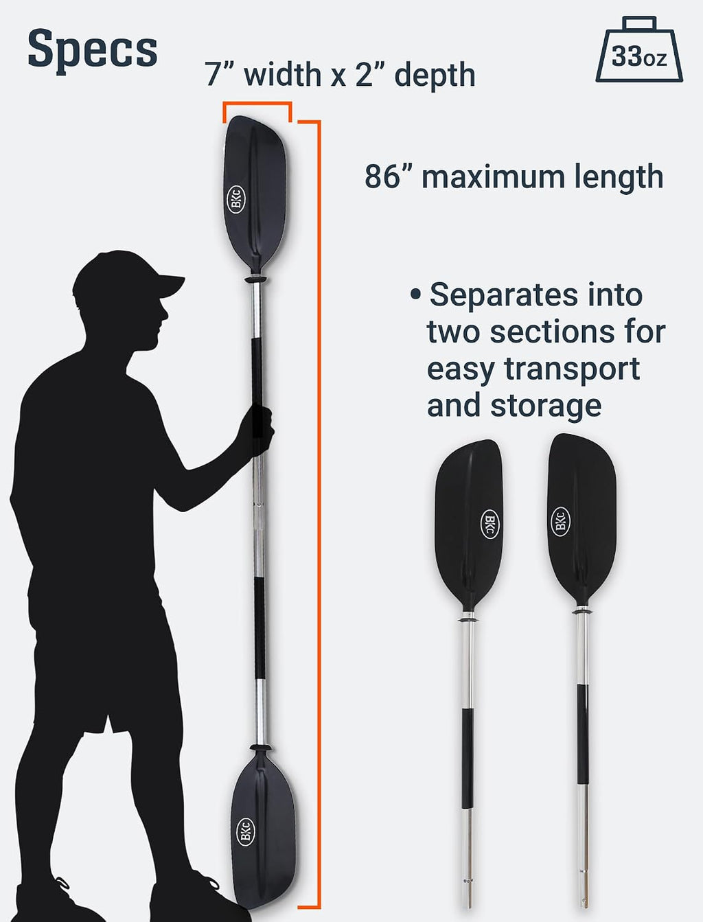 BKC Brooklyn KP224 86 in 2-Piece Kayak Paddle