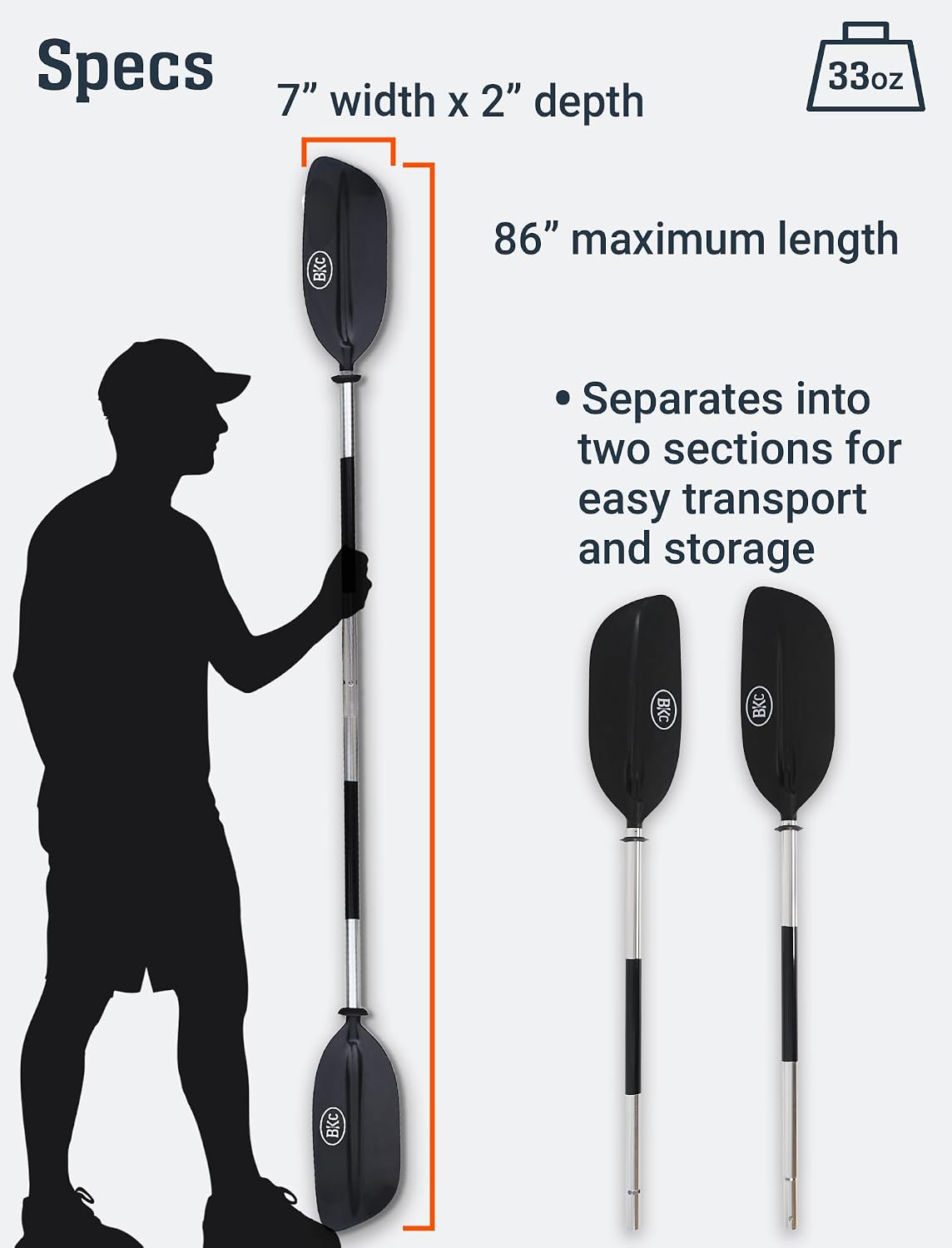 BKC Brooklyn KP224 86 in 2-Piece Kayak Paddle