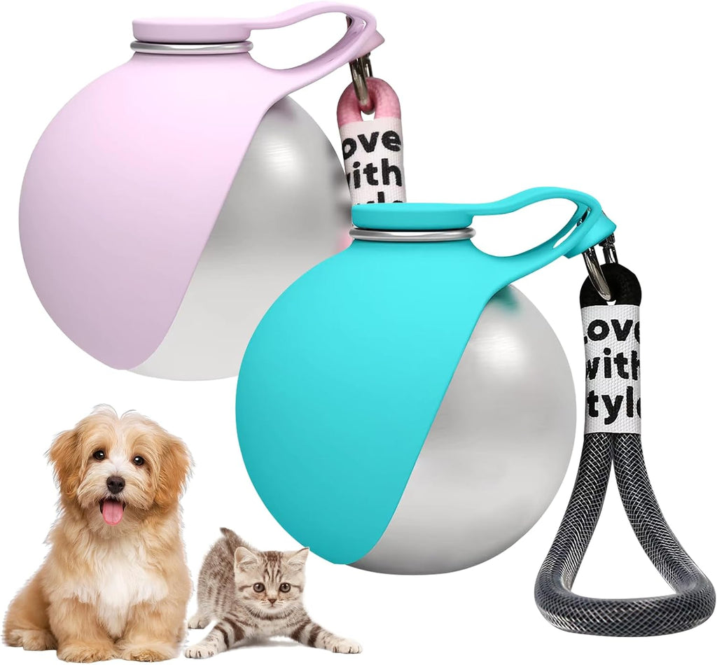 2in1 Portable Dog Water Bottle Portable,10oz Stainless Steel Leak Proof Pet Water Bottle Portable Dog Water Bottle Silicone Bowl,Outdoor Travel Water Bottle for Dogs Walking Hiking Camping, Blue