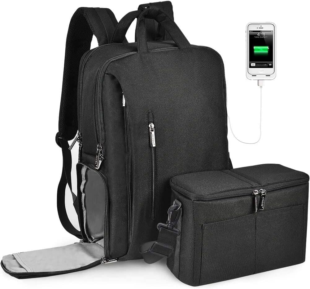 CADeN DSLR Camera Backpack Bag Waterproof Anti Theft with 15.6 inch Laptop Compartment, USB Charging Port, Tripod Holder, Rain Cover, Inner Case, Compatible for Sony Canon Nikon Olympus Black