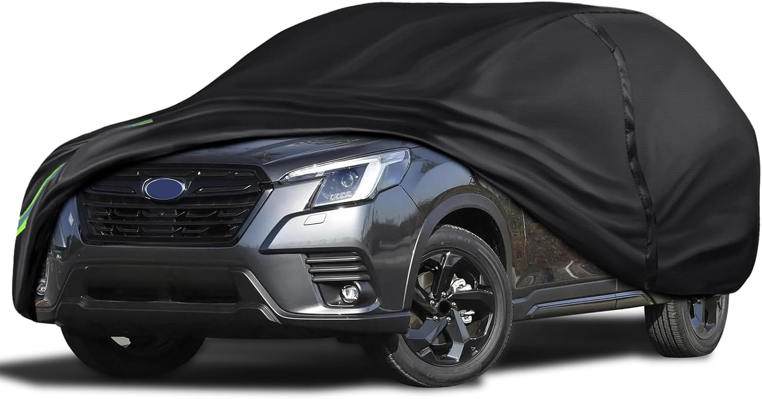 16-Layer 600D Heavy Duty Universal Full Car Cover for Outdoor & Indoor Use - All Weather Sun UV Rain Snow Dust Proof, Waterproof Scratch Resistant, Fits SUVs Body Length up to 179" (14.9 ft)