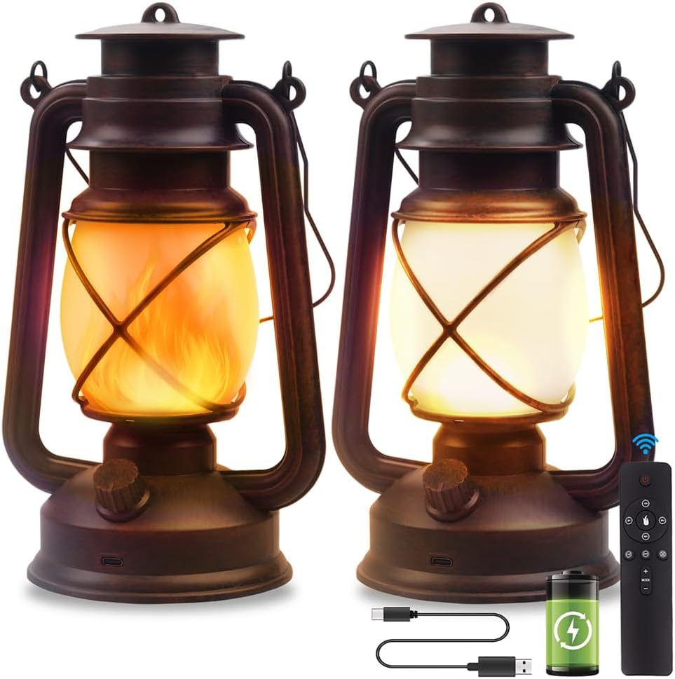 Marlrin USB Rechargeable Lanterns 2 Pack with Remote Control 4 Modes Lights