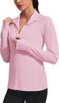 COOrun Women's UPF 50+ Jackets Sun Protection Golf Athletic Jackets Lightweight Full Zip Long Sleeve Shirts with Pockets