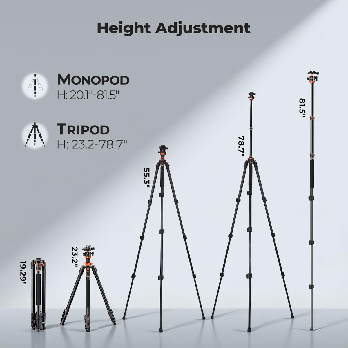 K&F CONCEPT 78" Aluminum Camera Tripod