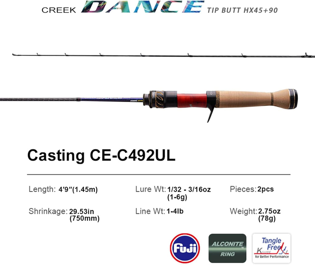 PURELURE Creek Dance Ultralight Travel Rod 2/3/4 Piece, 4'9''-6' BFS Rod