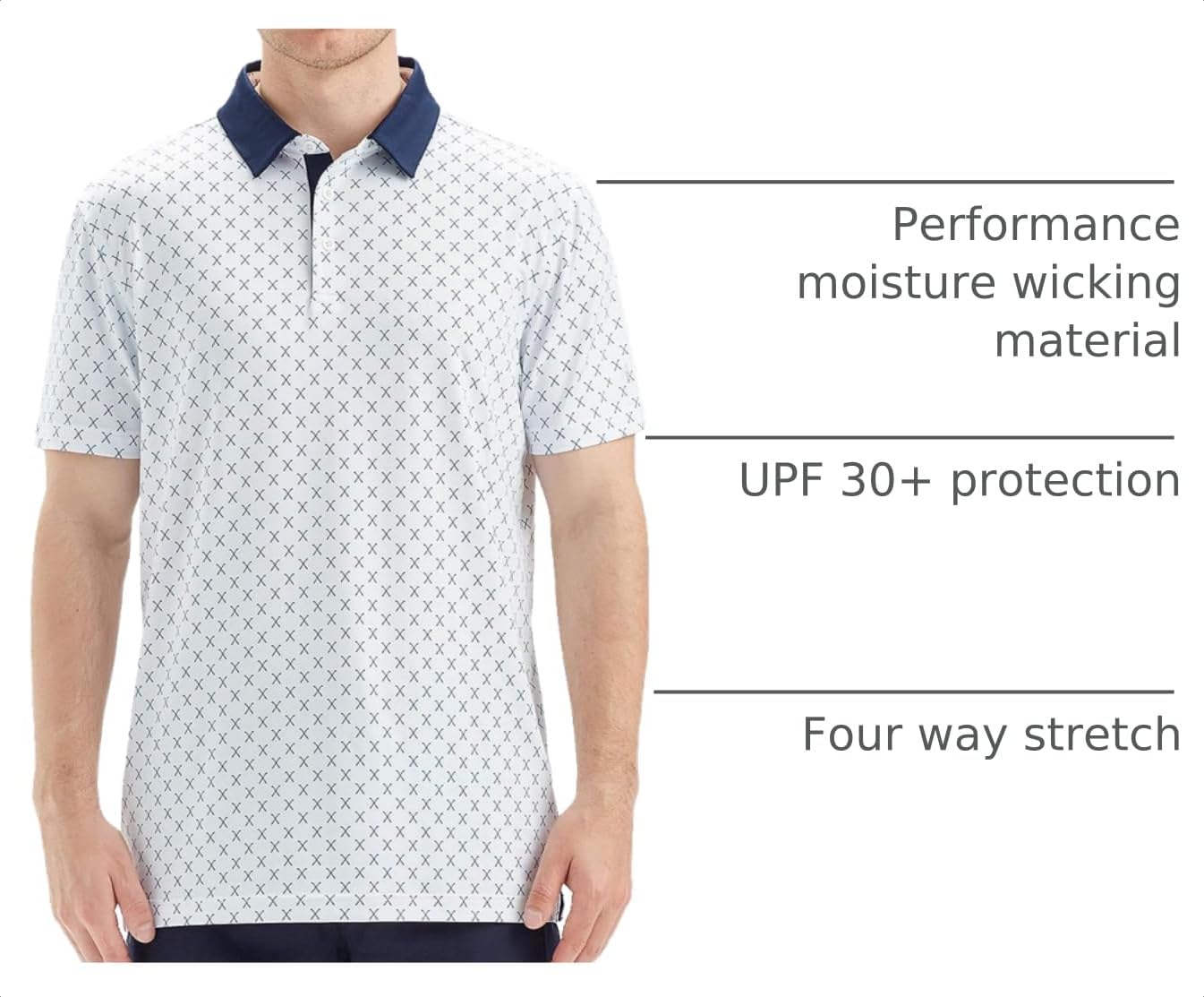 Golf Shirts for Men Dry Fit Short Sleeve Print Performance Moisture Wicking Polo Shirt