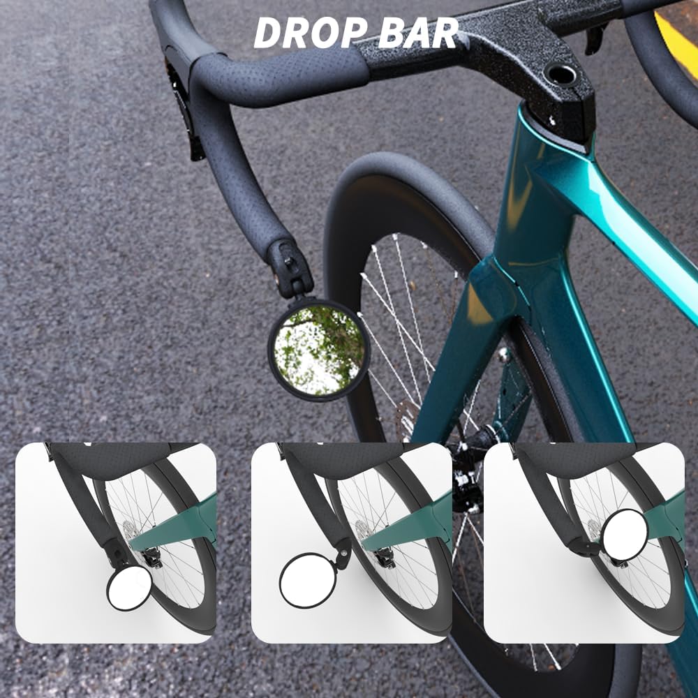 BriskMore Bike Mirrors,Bike Bar End Mirror, HD Glass Convex Lens Bicycle Rearview Mirror, Safe Cycling Rearview Mirror, Easy to Install