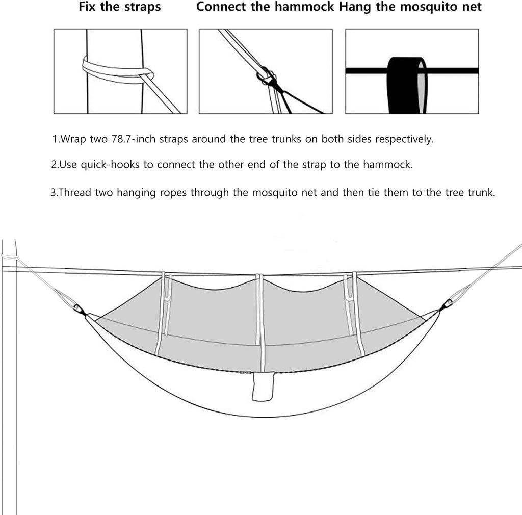 Camping Hammock, Portable Hammocks with Mosquito Net, Hammock Tent for Outside Hiking Travel Camping Gear Must Haves (Green)