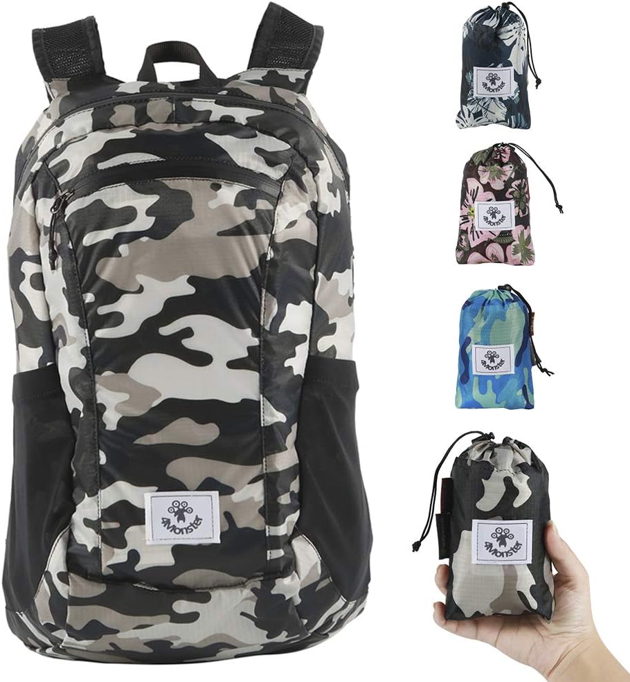 4Monster Hiking Daypack,Water Resistant Lightweight Packable Backpack for Travel Camping Outdoor