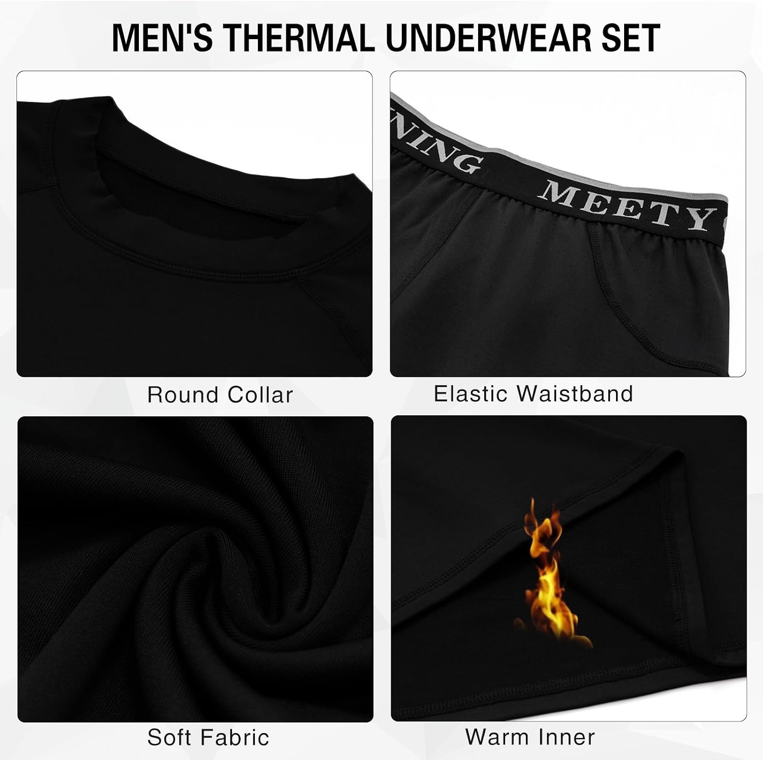 MEETYOO mens Men's Thermal Underwear Set Sport Long Johns Base Layer