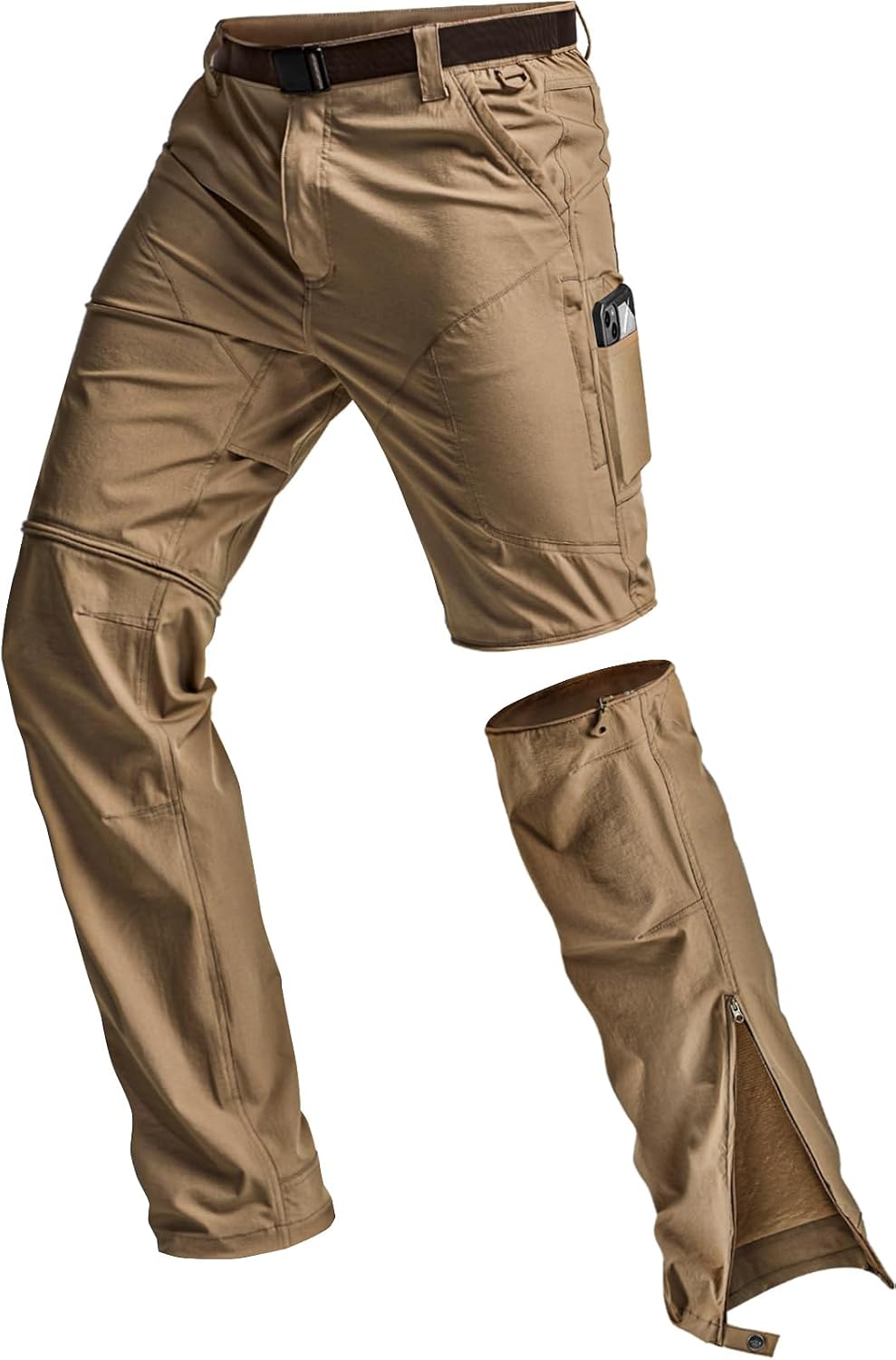 CQR Men's Convertible Cargo Tactical Pants, Water Resistant Outdoor Hiking Pants, Zip Off Lightweight Stretch Work Pants