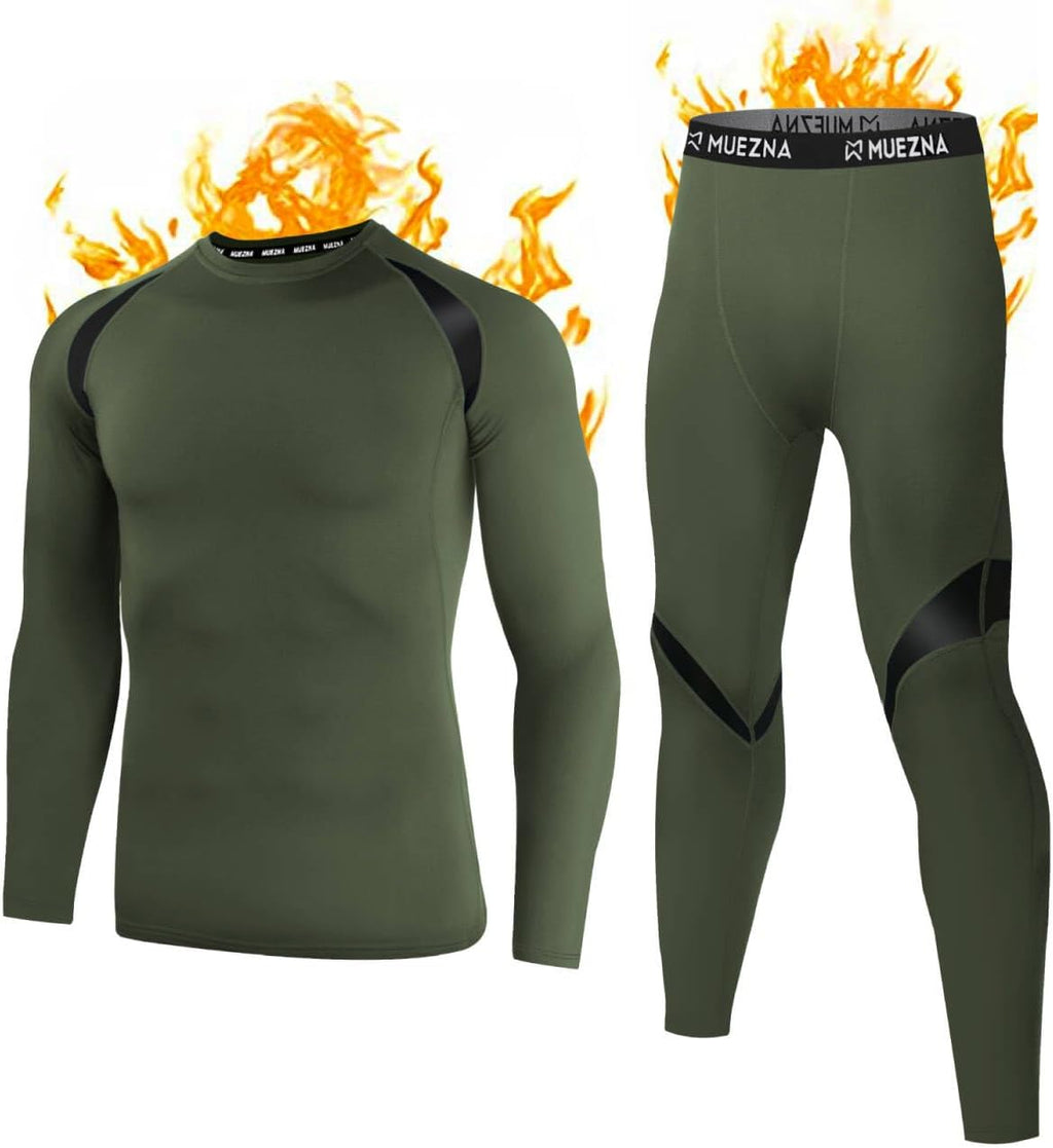 Muezna Men's Thermal Top and Bottom Set Underwear Long Johns Base Layer