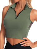 AARYA Zip Front Cropped Workout Tank Tops with Built in Bra
