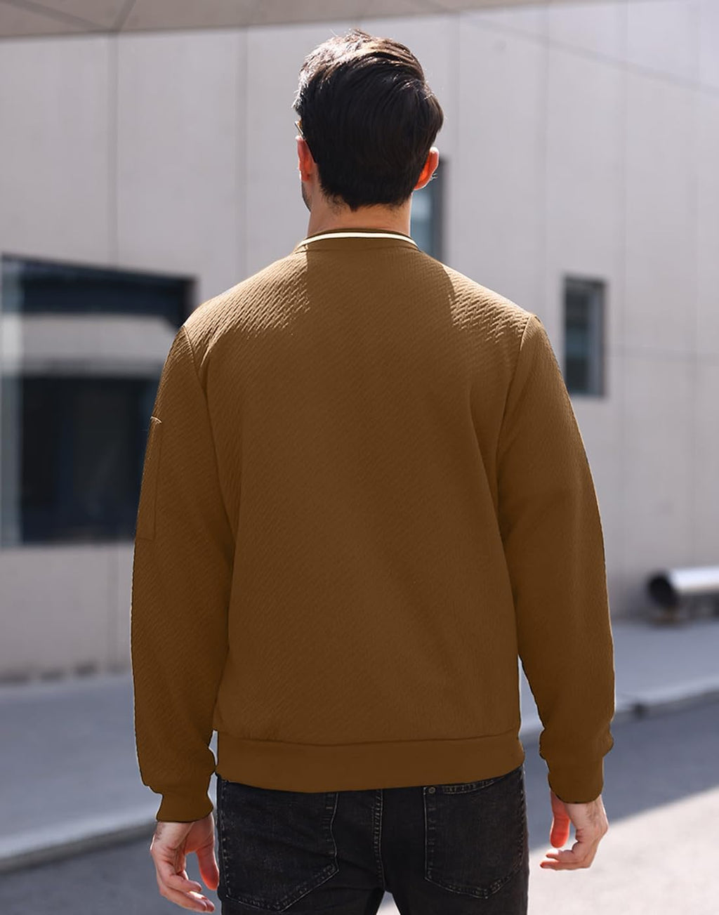 Wizoat Mens Casual Jacket Loose Fit Lightweight Jacket Varsity Bomber Jacket with Zipper
