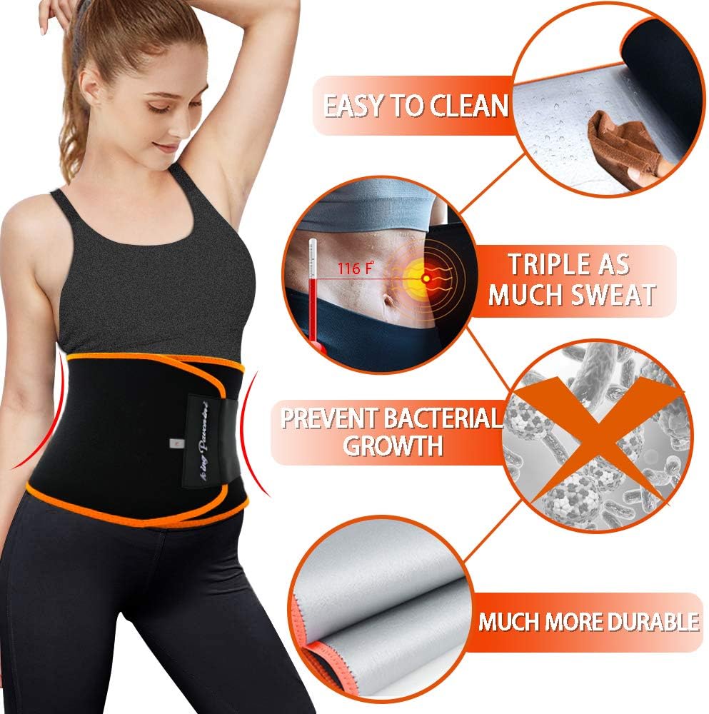 KingPavonini Waist Trainer for Men Women Belly Fat, Sweat Belt Band