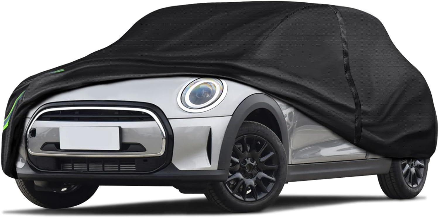16-Layer 600D Heavy Duty Universal Full Car Cover for Outdoor & Indoor Use - All Weather Sun UV Rain Snow Dust Proof, Waterproof Scratch Resistant, Fits Hatchback Body Length Up to 173" /15 ft