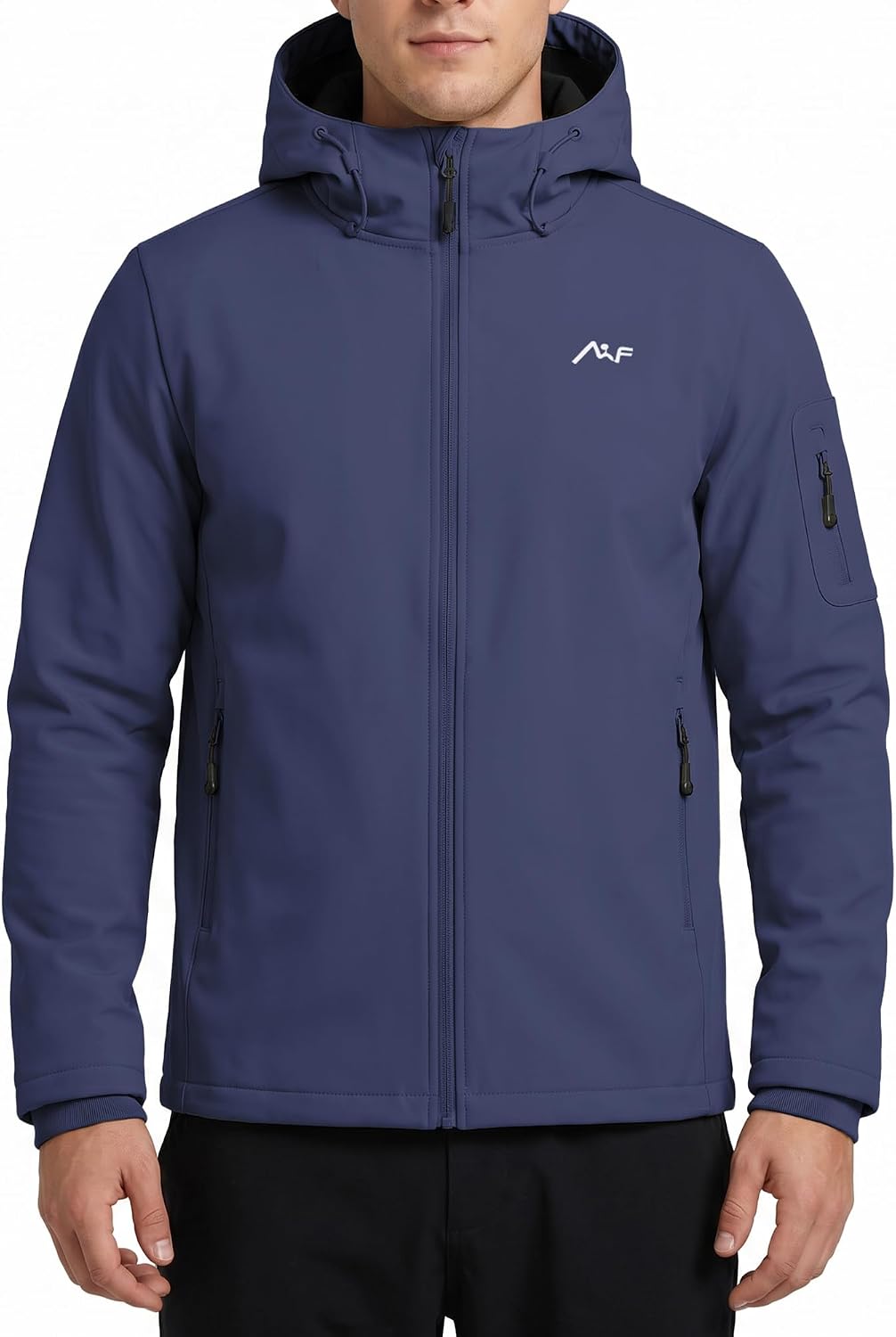 WULFUL Men's Lightweight Softshell Jacket Warm Fleece Lined Windbreaker Waterproof Soft Shell for Outdoor Hiking