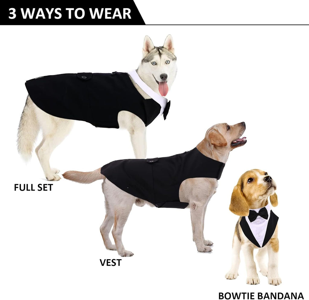 Dog Tuxedo for Large Dogs, Dog Suit and Bandana Set, Dog Costume Outfit
