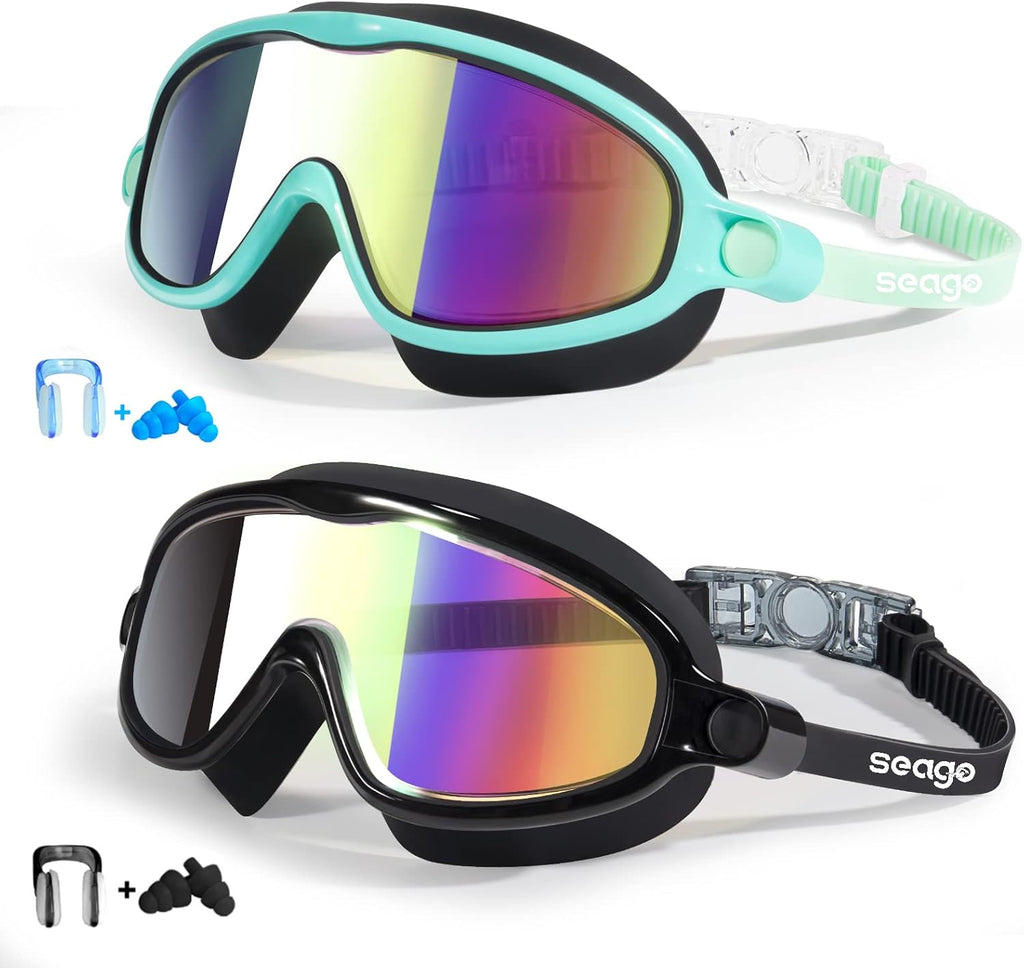 Seago Swim Goggles for Kids 3-14 Anti-Fog & UV Wide Clear View Boys Girls