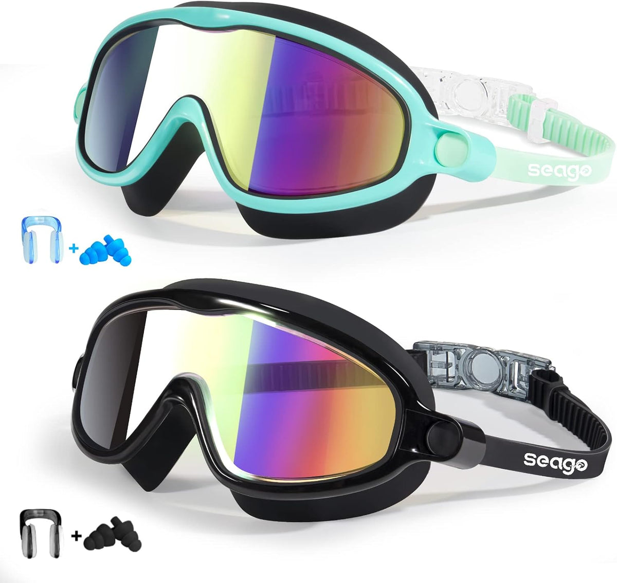 Seago Swim Goggles for Kids 3-14 Anti-Fog & UV Wide Clear View Boys Girls
