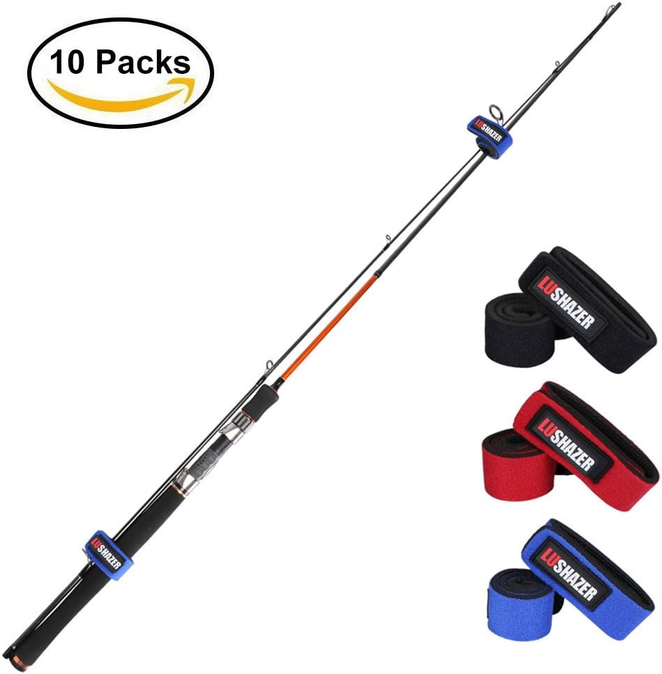 CYSKY Fishing Rods Belt Stretchy Rod Straps Fishing Tackle Ties Cable Fishing Rod Holders Fit for Casting Rods, Spinning Rods and Fly Rods (5 Color, 10 pcs)