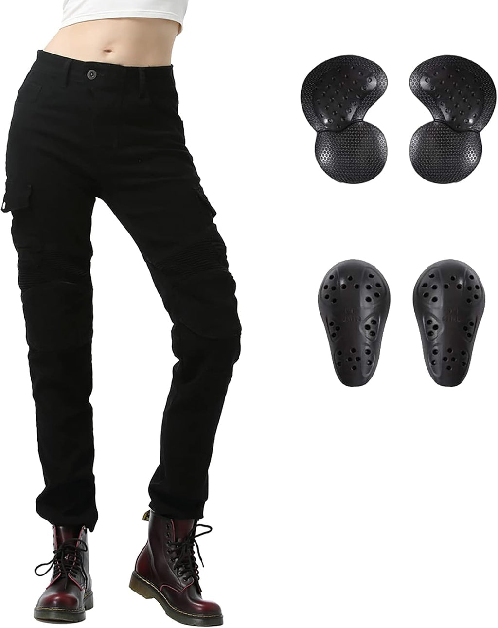 LOMENG Motorcycle Riding Pants Women with CE Level 2 Removable Armor