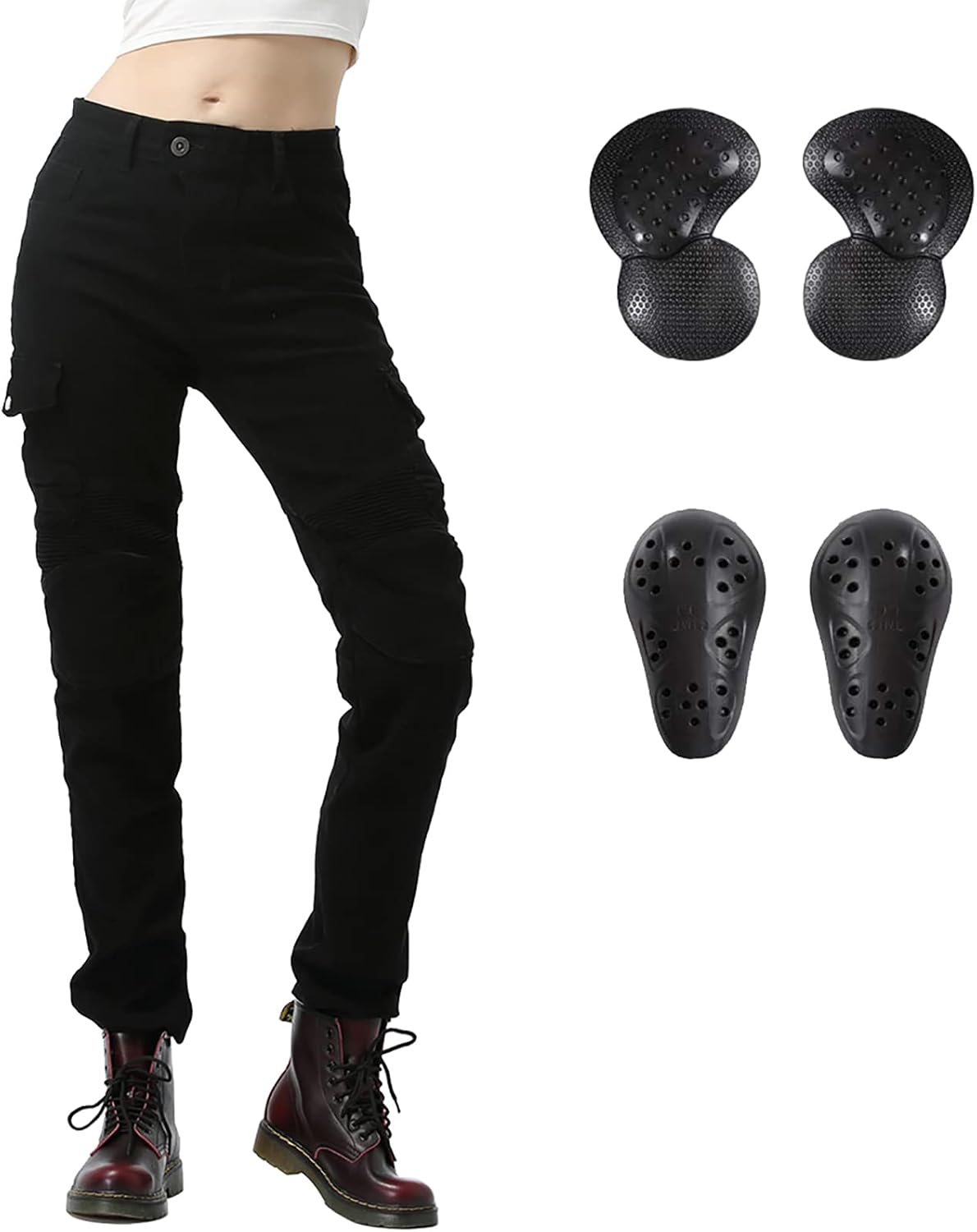 LOMENG Motorcycle Riding Pants Women with CE Level 2 Removable Armor