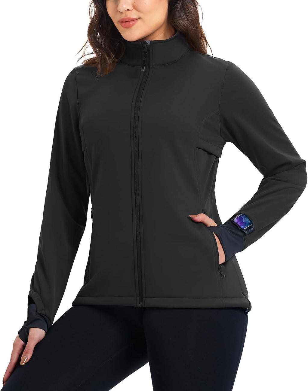 33,000ft Women's Waterproof Fleece Running Jacket Zip Up Athletic Winter Cold Weather Workout Cycling Track Jackets