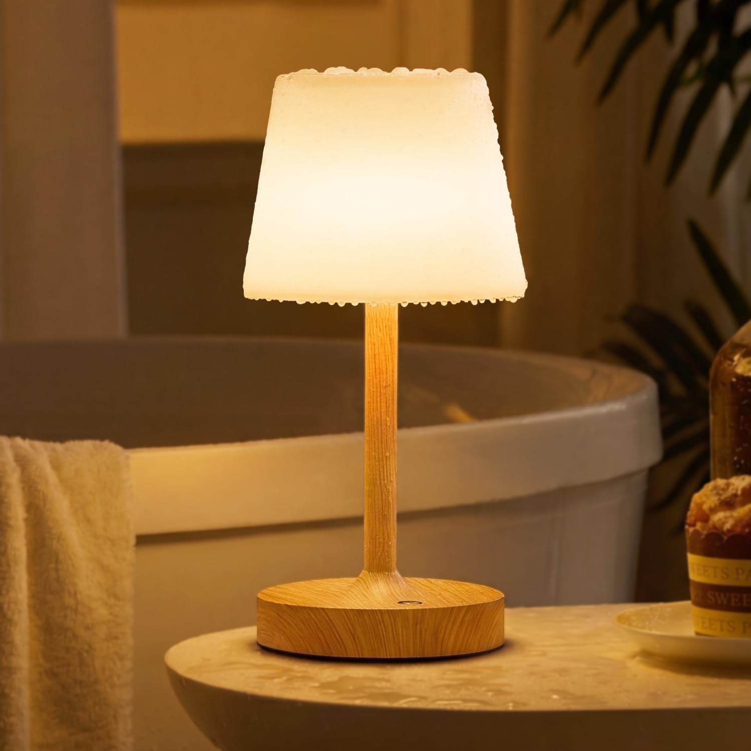 IP65 Waterproof Rechargeable Shower Lamp, Cordless Bathroom Touch Lamps